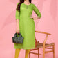 Jyoti Fashion Women's Parrot Green Kanchi Cotton Lining Zari Woven Designer Kurti Only | Swadesiicart