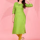 Jyoti Fashion Women's Parrot Green Kanchi Cotton Lining Zari Woven Designer Kurti Only | Swadesiicart