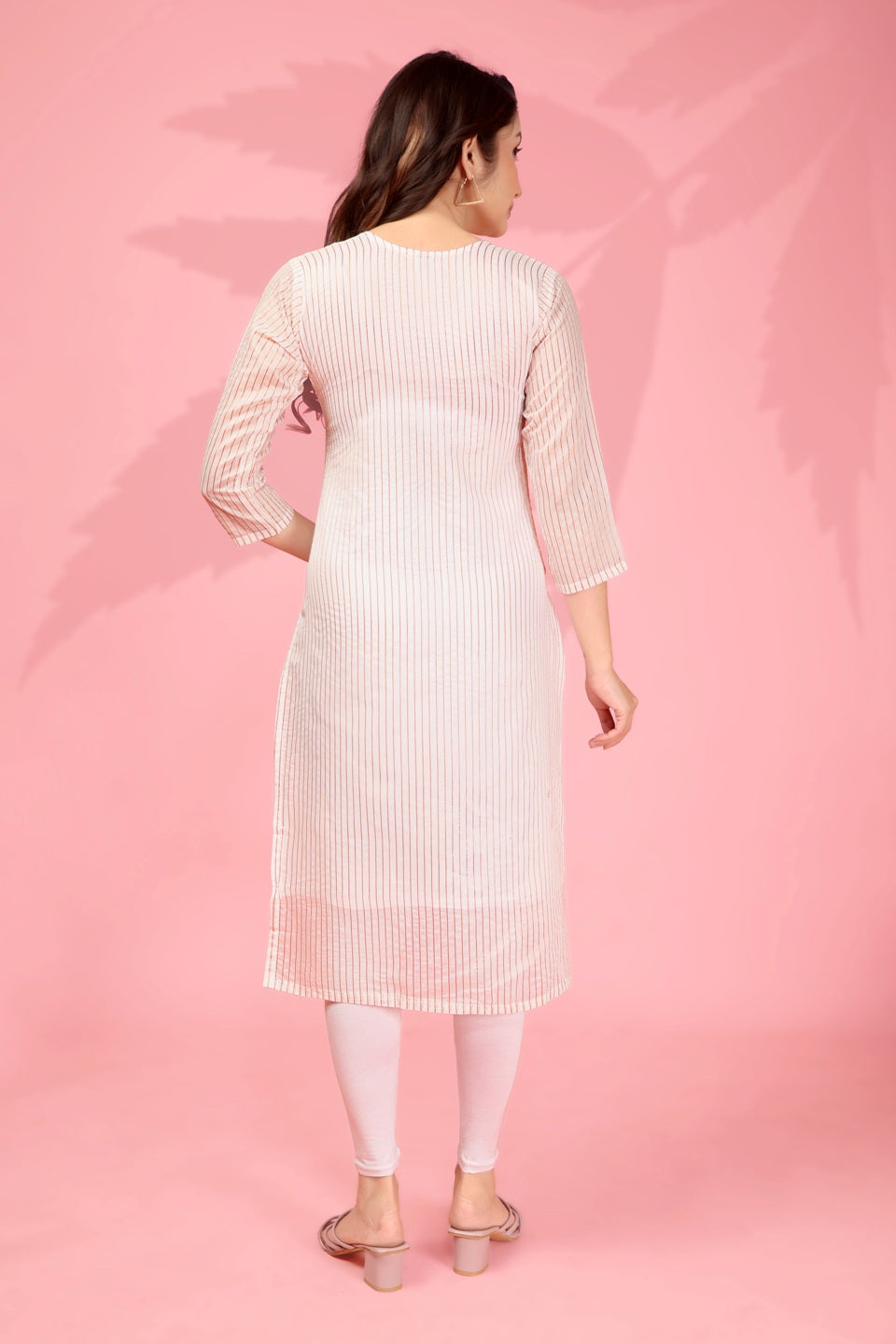 Jyoti Fashion Women's White Kanchi Cotton Lining Zari Woven Designer Kurti Only | Swadesiicart