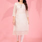 Jyoti Fashion Women's White Kanchi Cotton Lining Zari Woven Designer Kurti Only | Swadesiicart