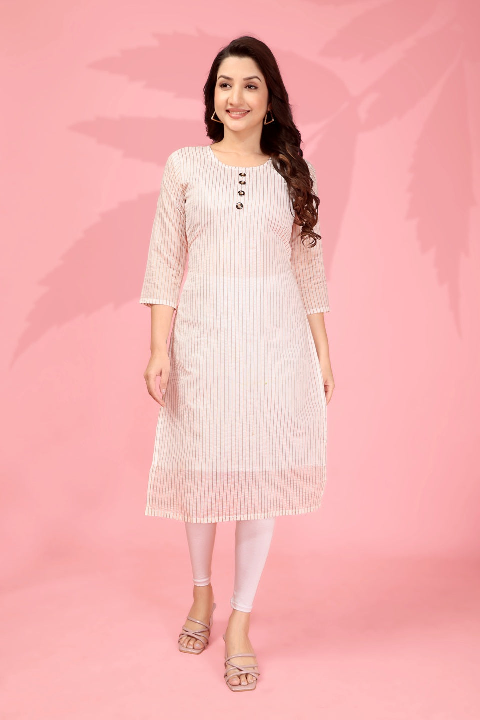 Jyoti Fashion Women's White Kanchi Cotton Lining Zari Woven Designer Kurti Only | Swadesiicart