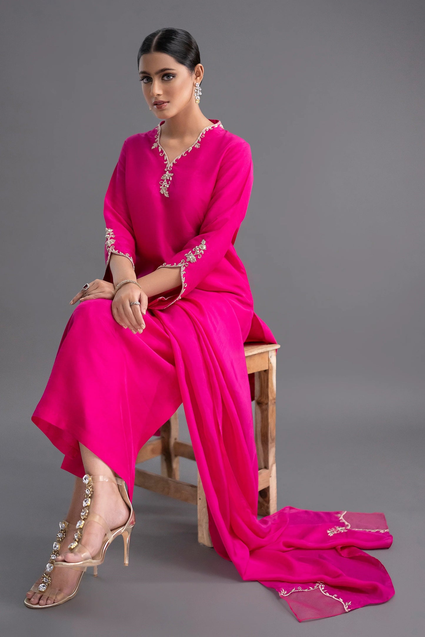 Jyoti Fashion Women's Pink Silk Blend Embroidered Designer Kurta Set with Dupatta | Swadesiicart