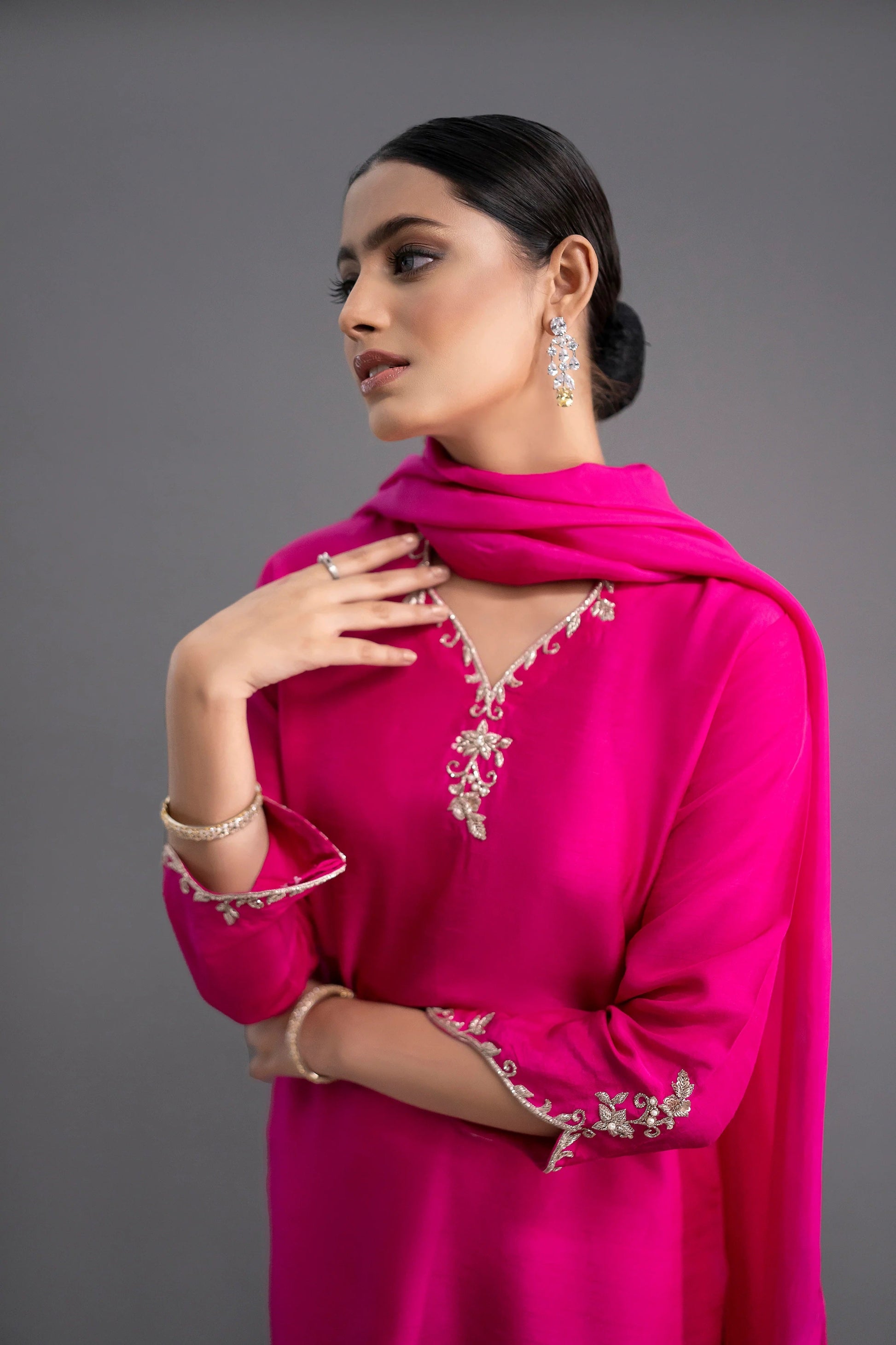 Jyoti Fashion Women's Pink Silk Blend Embroidered Designer Kurta Set with Dupatta | Swadesiicart