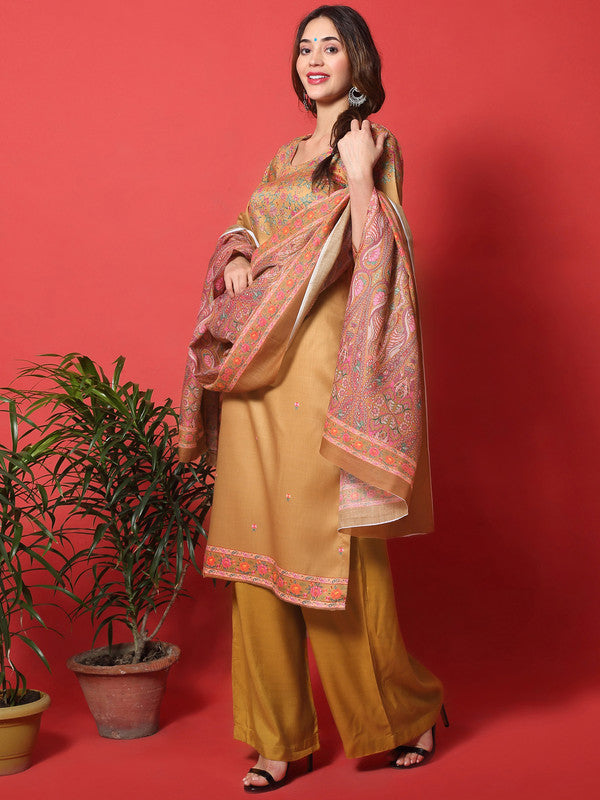 Jyoti Fashion Women's Gold Yellow Cotton Digital Printed Festive Wear Designer Straight Suit Set | Swadesiicart
