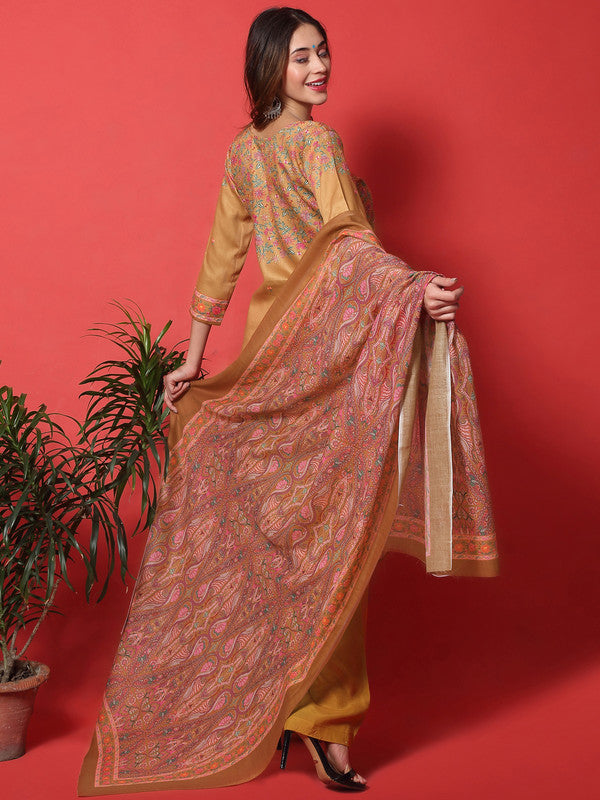 Jyoti Fashion Women's Gold Yellow Cotton Digital Printed Festive Wear Designer Straight Suit Set | Swadesiicart