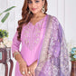 Jyoti Fashion Women's Lavender Cotton Embroidered Designer Kurta Set with Dupatta | Swadesiicart