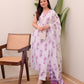 Jyoti Fashion Women's Purple Rayon Slub Floral Printed Designer Kurta Set with Dupatta | Swadesiicart