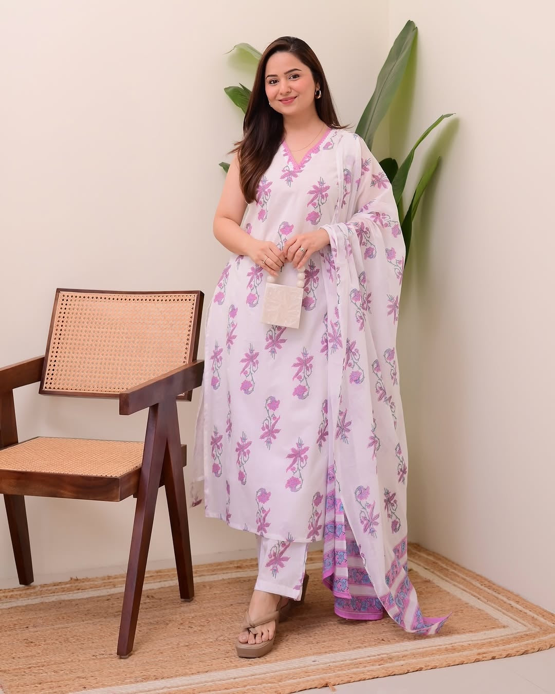 Jyoti Fashion Women's Purple Rayon Slub Floral Printed Designer Kurta Set with Dupatta | Swadesiicart