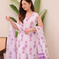 Jyoti Fashion Women's Purple Rayon Slub Floral Printed Designer Kurta Set with Dupatta | Swadesiicart
