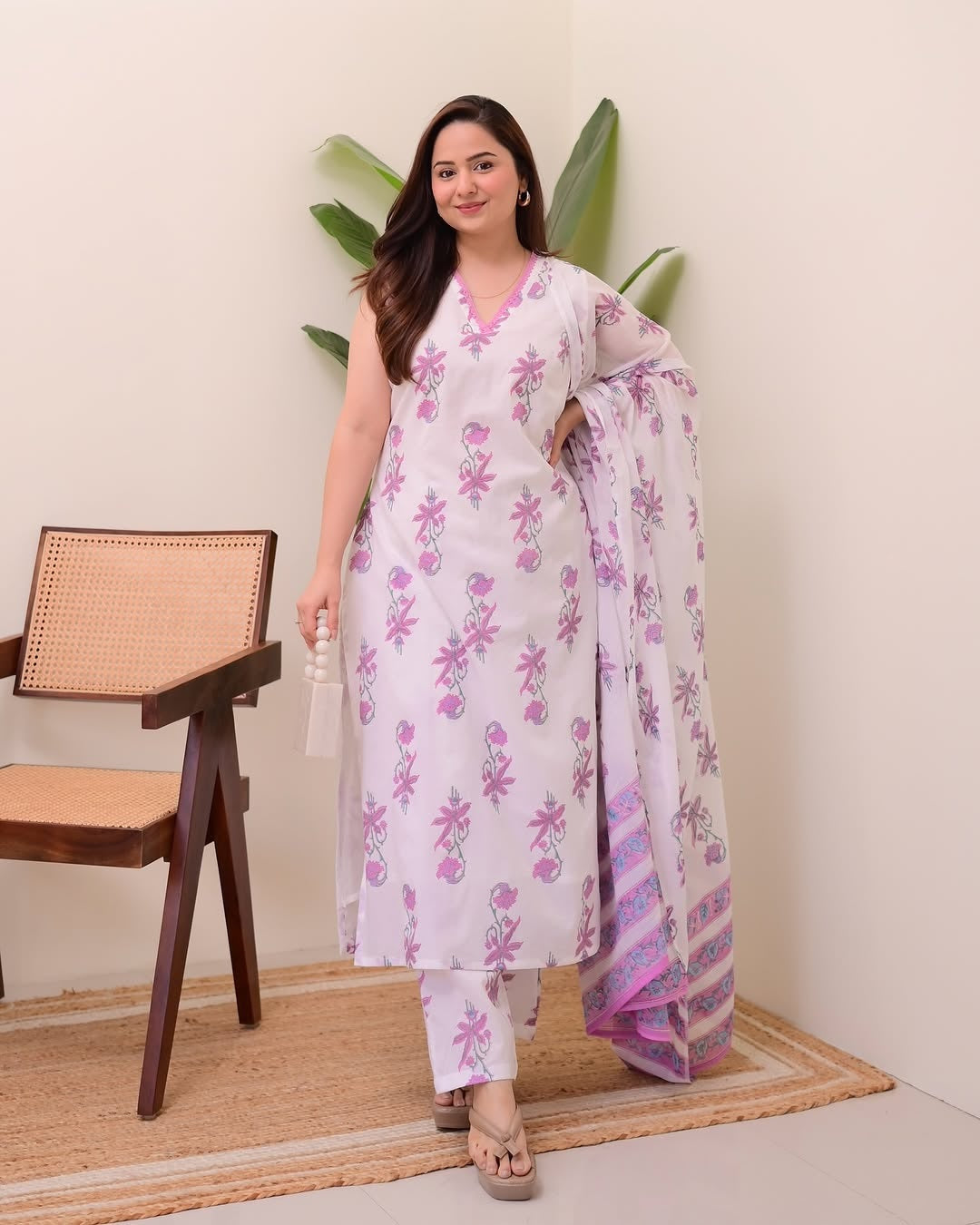 Jyoti Fashion Women's Purple Rayon Slub Floral Printed Designer Kurta Set with Dupatta | Swadesiicart