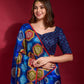 Jyoti Fashion Women's Royal Blue Emboss Foil Printed Soft Silk Saree with Blouse | Swadesiicart