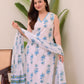 Jyoti Fashion Women's Blue Rayon Slub Floral Printed Designer Kurta Set with Dupatta | Swadesiicart