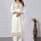 Jyoti Fashion Women's White Cotton Embroidered Designer Kurta Set with Dupatta | Swadesiicart