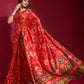 Jyoti Fashion Women's Red Emboss Foil Printed Soft Silk Saree with Blouse | Swadesiicart