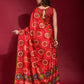Jyoti Fashion Women's Red Emboss Foil Printed Soft Silk Saree with Blouse | Swadesiicart