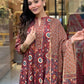 Jyoti Fashion Women's Maroon Rayon Slub Floral Printed Designer Kurta Set with Dupatta | Swadesiicart