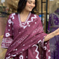 Jyoti Fashion Women's Wine Rayon Slub Printed Designer Kurta Set with Dupatta | Swadesiicart