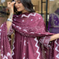 Jyoti Fashion Women's Wine Rayon Slub Printed Designer Kurta Set with Dupatta | Swadesiicart