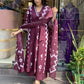 Jyoti Fashion Women's Wine Rayon Slub Printed Designer Kurta Set with Dupatta | Swadesiicart