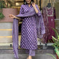 Jyoti Fashion Women's Purple Rayon Slub Printed Designer Kurta Set with Dupatta | Swadesiicart