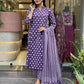 Jyoti Fashion Women's Purple Rayon Slub Printed Designer Kurta Set with Dupatta | Swadesiicart