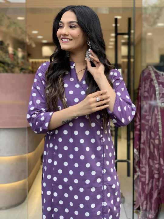 Jyoti Fashion Women's Purple Rayon Slub Printed Designer Kurta Set with Dupatta | Swadesiicart