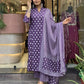 Jyoti Fashion Women's Purple Rayon Slub Printed Designer Kurta Set with Dupatta | Swadesiicart