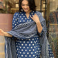 Jyoti Fashion Women's Blue Rayon Slub Printed Designer Kurta Set with Dupatta | Swadesiicart