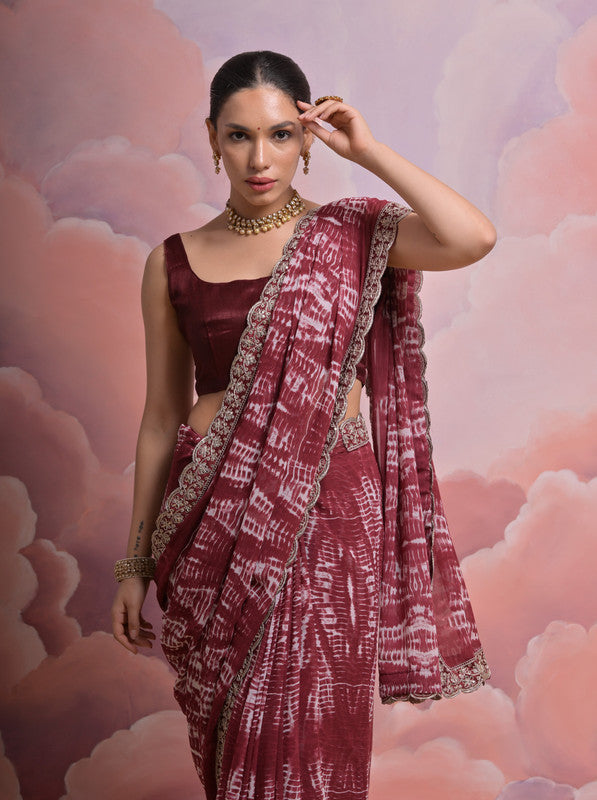 Jyoti Fashion Women's Coffee Sequence with Zari Codding Georgette Saree with Blouse | Swadesiicart