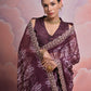 Jyoti Fashion Women's Wine Sequence with Zari Codding Georgette Saree with Blouse | Swadesiicart
