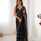 Jyoti Fashion Women's Black Soft Sitara Embroidered Designer Saree with Blouse | Swadesiicart