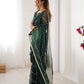 Jyoti Fashion Women's Bottle Green Soft Sitara Embroidered Designer Saree with Blouse | Swadesiicart