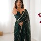 Jyoti Fashion Women's Bottle Green Soft Sitara Embroidered Designer Saree with Blouse | Swadesiicart