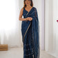 Jyoti Fashion Women's Teal Soft Sitara Embroidered Designer Saree with Blouse | Swadesiicart