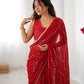 Jyoti Fashion Women's Maroon Soft Sitara Embroidered Designer Saree with Blouse | Swadesiicart