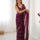 Jyoti Fashion Women's Wine Soft Sitara Embroidered Designer Saree with Blouse | Swadesiicart