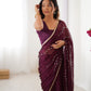 Jyoti Fashion Women's Wine Soft Sitara Embroidered Designer Saree with Blouse | Swadesiicart