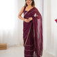 Jyoti Fashion Women's Wine Soft Sitara Embroidered Designer Saree with Blouse | Swadesiicart