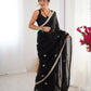 Jyoti Fashion Women's Black Fandy Silk Embroidered Designer Saree with Blouse | Swadesiicart