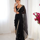 Jyoti Fashion Women's Black Fandy Silk Embroidered Designer Saree with Blouse | Swadesiicart