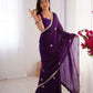 Jyoti Fashion Women's Purple Fandy Silk Embroidered Designer Saree with Blouse | Swadesiicart