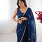Jyoti Fashion Women's Teal Fandy Silk Embroidered Designer Saree with Blouse | Swadesiicart