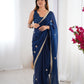 Jyoti Fashion Women's Teal Fandy Silk Embroidered Designer Saree with Blouse | Swadesiicart