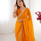 Jyoti Fashion Women's Yellow Fandy Silk Embroidered Designer Saree with Blouse | Swadesiicart