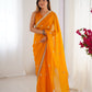 Jyoti Fashion Women's Yellow Fandy Silk Embroidered Designer Saree with Blouse | Swadesiicart