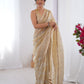 Jyoti Fashion Women's Beige Soft Gold Crush Embroidered Designer Saree with Blouse | Swadesiicart