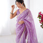 Jyoti Fashion Women's Purple Soft Gold Crush Embroidered Designer Saree with Blouse | Swadesiicart