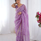 Jyoti Fashion Women's Purple Soft Gold Crush Embroidered Designer Saree with Blouse | Swadesiicart