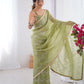 Jyoti Fashion Women's Sea Green Soft Gold Crush Embroidered Designer Saree with Blouse | Swadesiicart