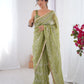 Jyoti Fashion Women's Sea Green Soft Gold Crush Embroidered Designer Saree with Blouse | Swadesiicart